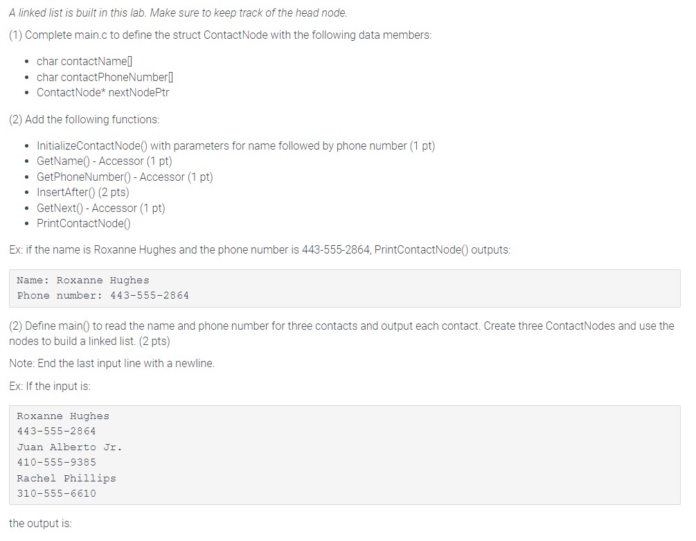 Solved A linked list is built in this lab. Make sure to keep | Chegg.com