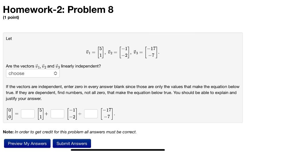 Solved Homework-2: Problem 8 (1 point) Let | Chegg.com