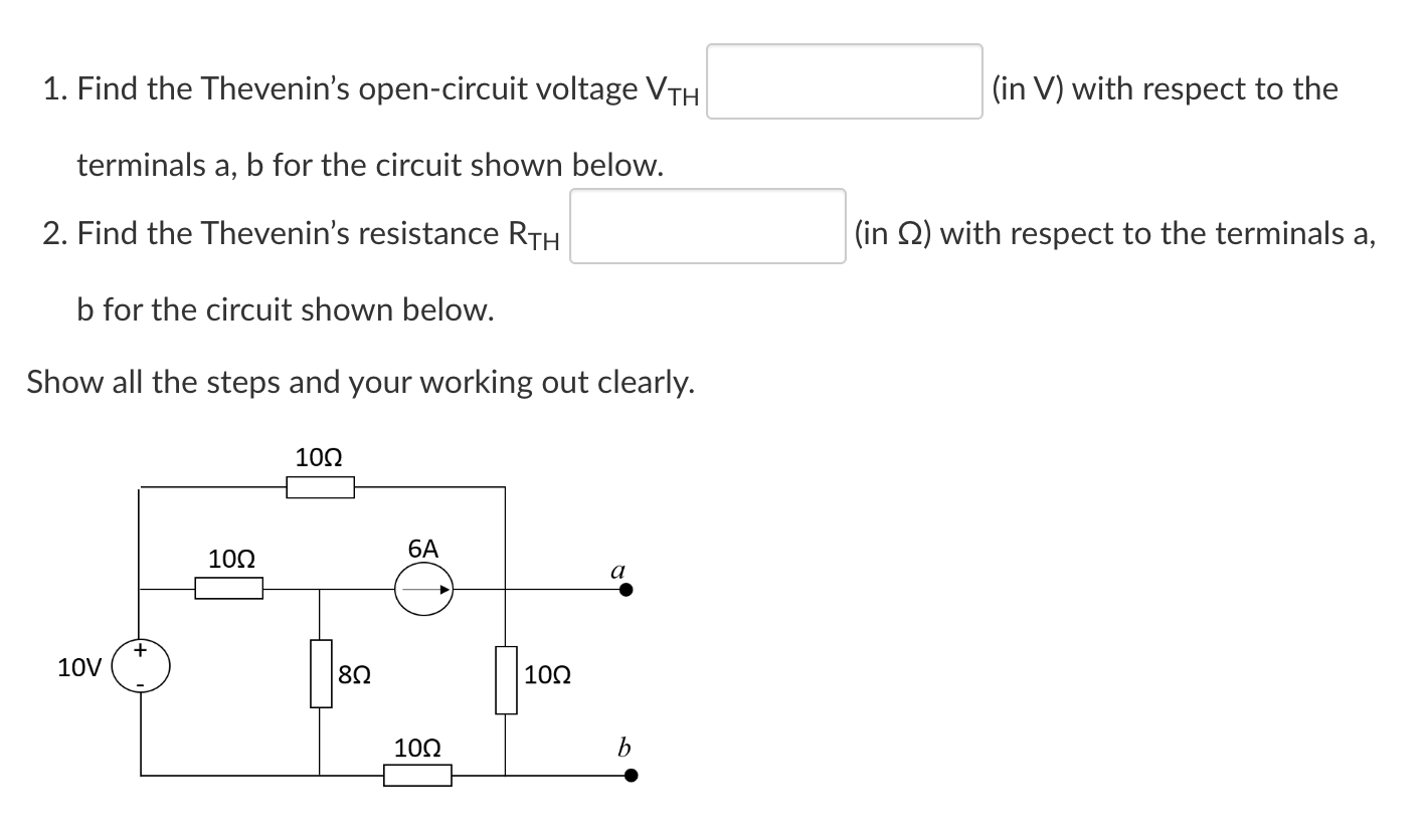 Solved 1. Find The Thevenin's Open-circuit Voltage VTH | Chegg.com