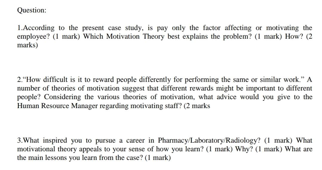 staff motivation case study