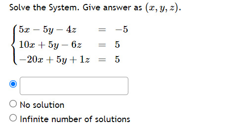 Solved Given the system of equations: | Chegg.com