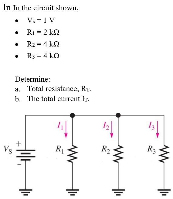 Solved In In the circuit shown, - Vs=1 V - R1=2kΩ - R2=4kΩ - | Chegg.com