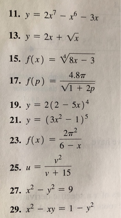 Solved i need to find the second derivative of each of the | Chegg.com