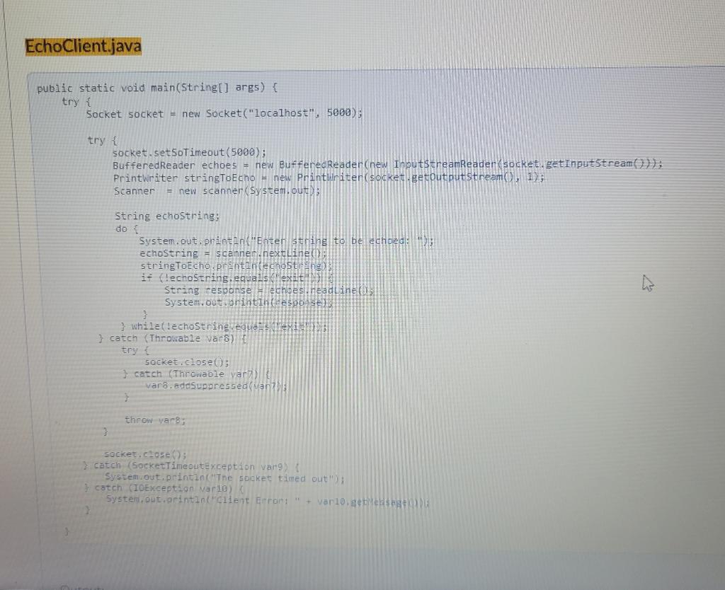 Solved 1. Debug following Echo server and client program. | Chegg.com