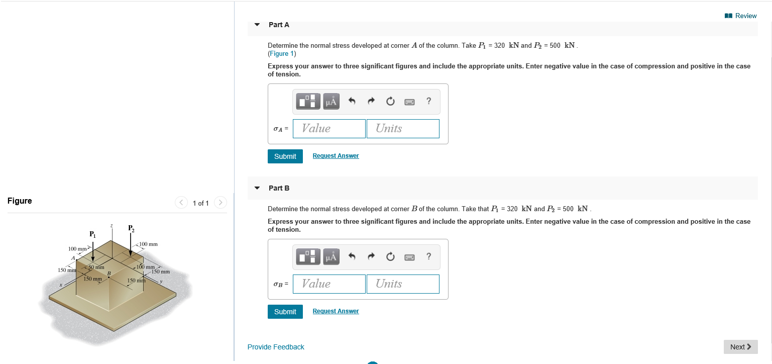 Solved n Review Part A Determine the normal stress developed | Chegg.com