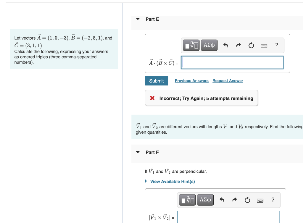 Solved Let vectors A=(1,0,−3),B=(−2,5,1), and C=(3,1,1) | Chegg.com