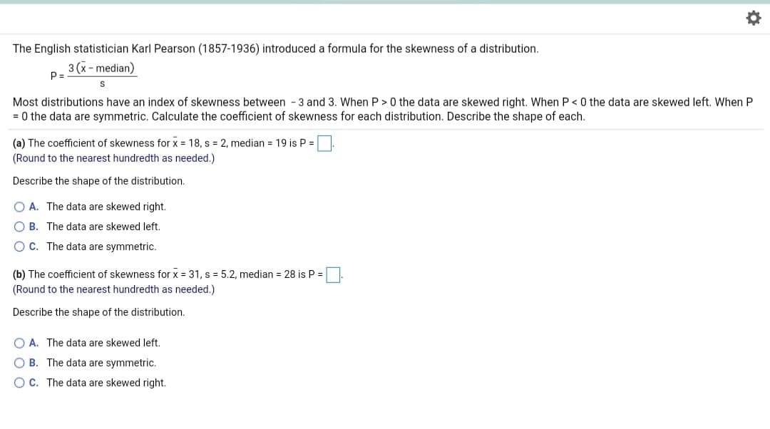 Solved o The English statistician Karl Pearson (1857-1936) | Chegg.com