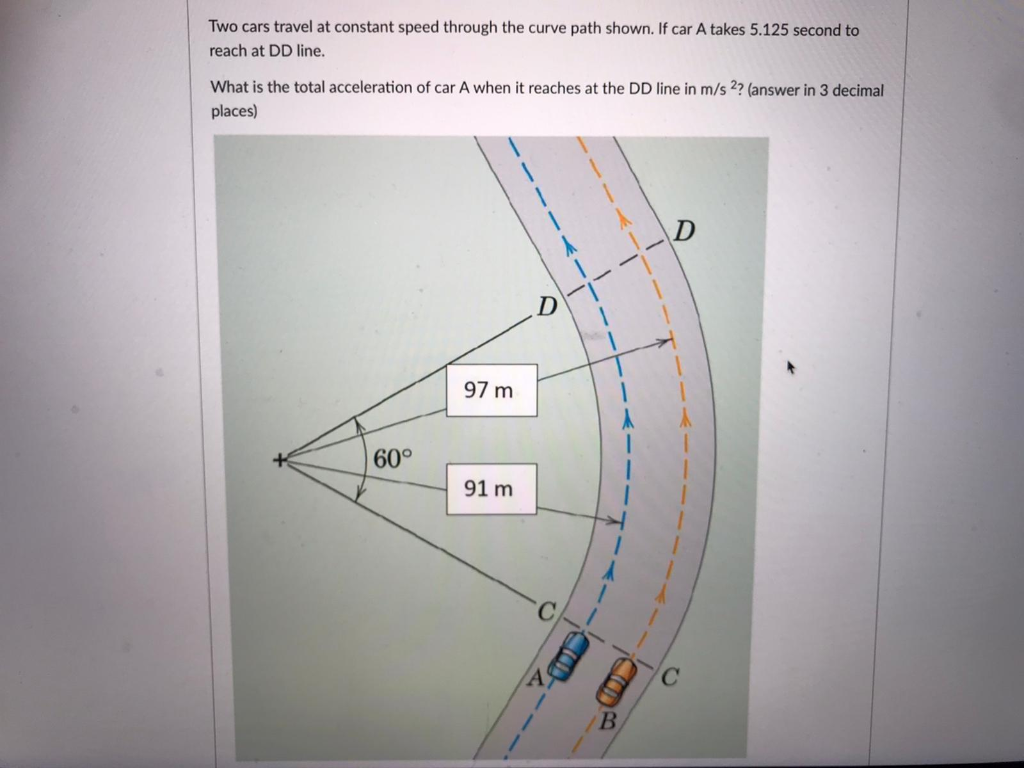 Solved Two cars travel at constant speed through the curve | Chegg.com