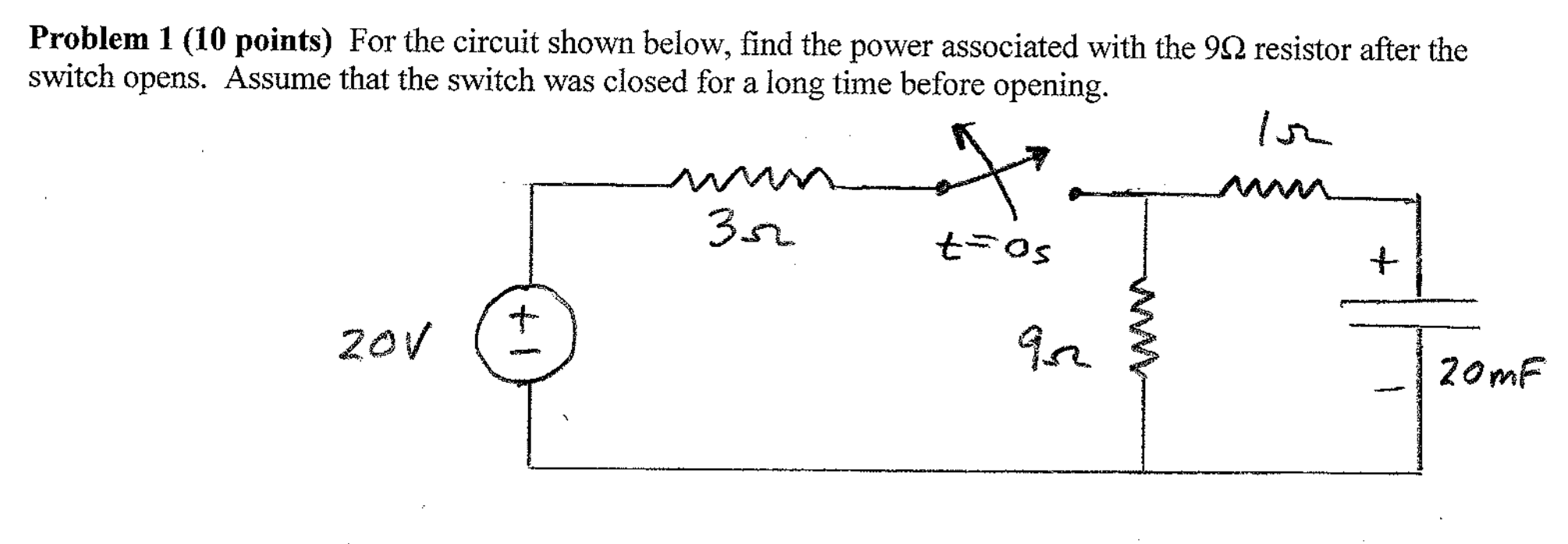 Solved Problem 1 (10 points) For the circuit shown below, | Chegg.com