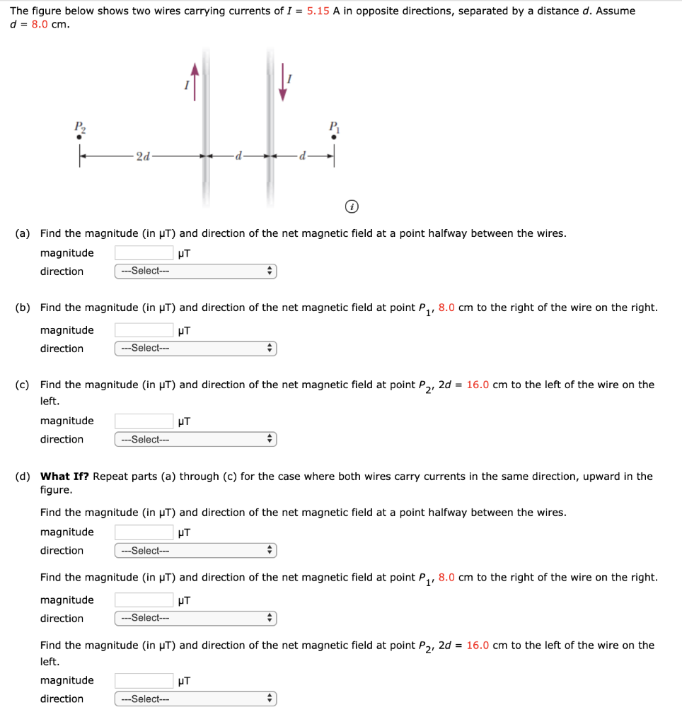 Solved The figure below shows two wires carrying currents of | Chegg.com