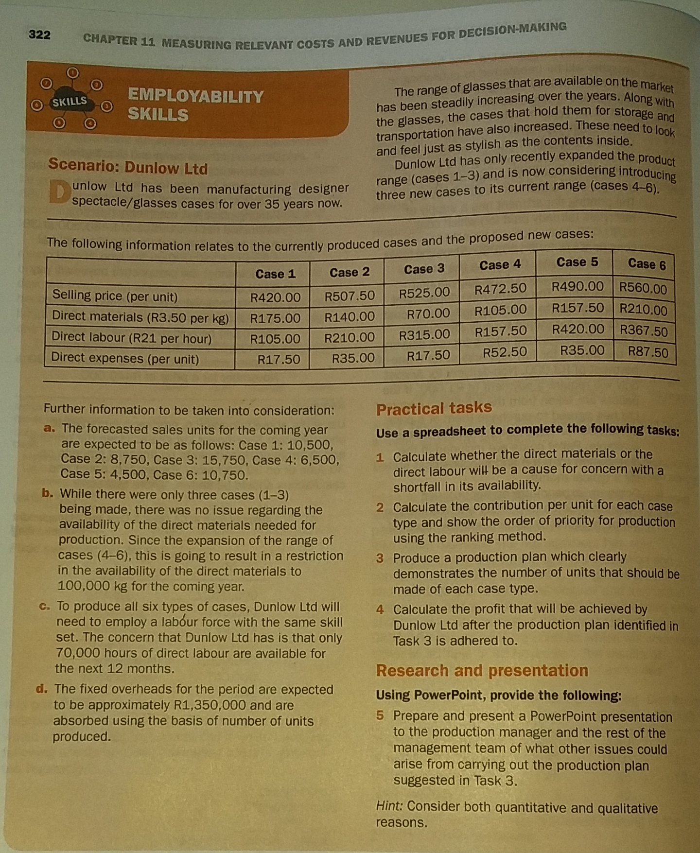 Solved 322 CHAPTER 11 MEASURING RELEVANT COSTS AND REVENUES | Chegg.com