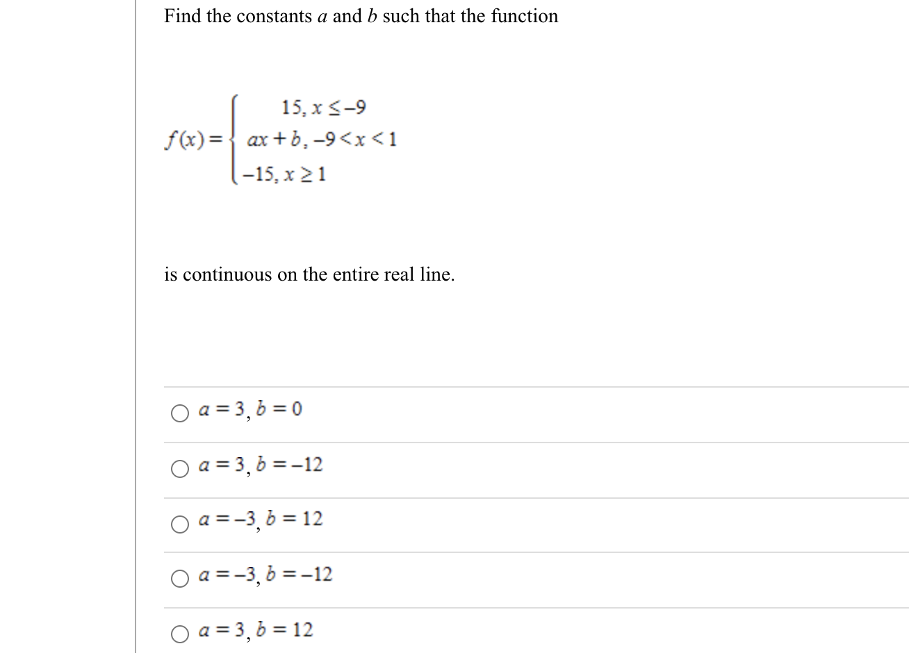 Solved Find The Constants A And B Such That The Function 15. | Chegg.com