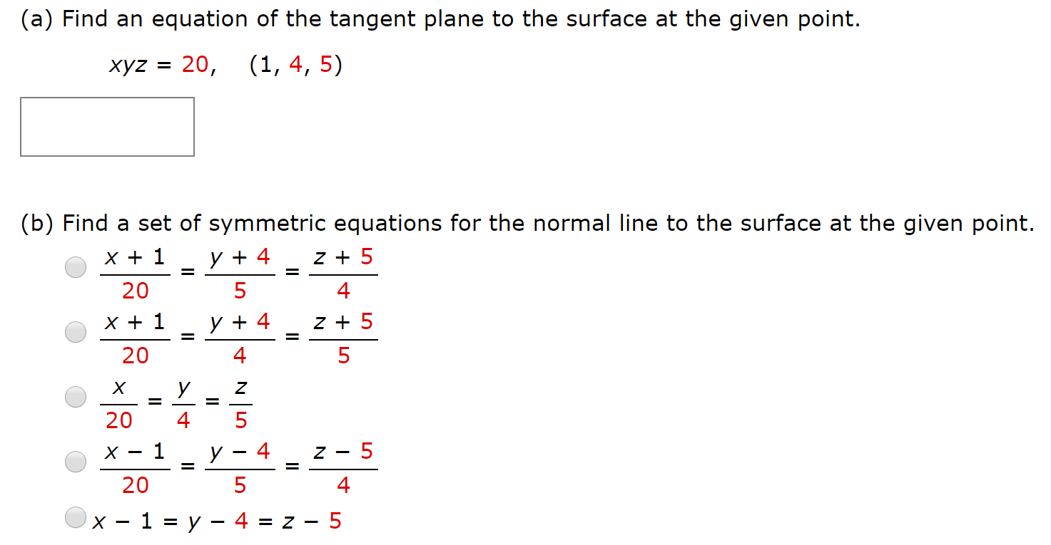 Solved A Find An Equation Of The Tangent Plane To The S Chegg Com