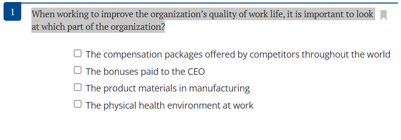 Solved 1 ﻿When working to improve the organization's quality | Chegg.com
