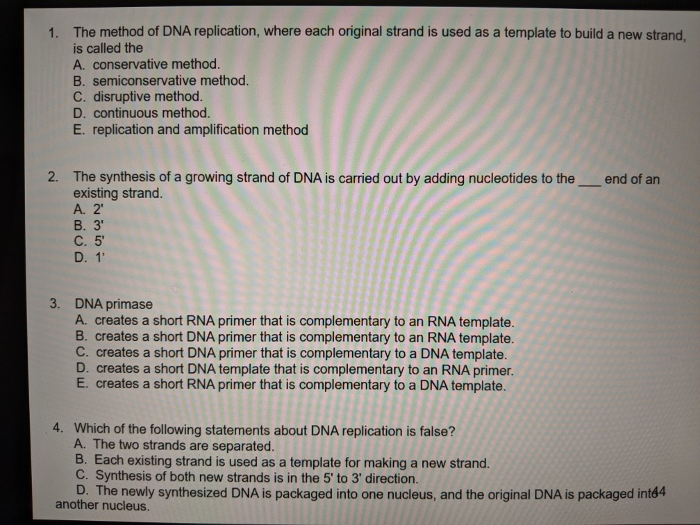 Solved: 1. The Method Of DNA Replication, Where Each Origi... | Chegg.com