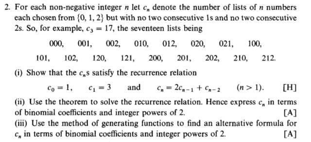 Solved 2. For each non-negative integer n let C denote the | Chegg.com