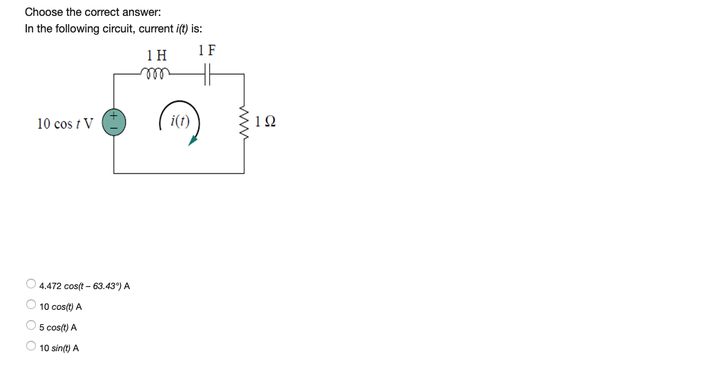 Solved Choose the correct answer: In the following circuit, | Chegg.com