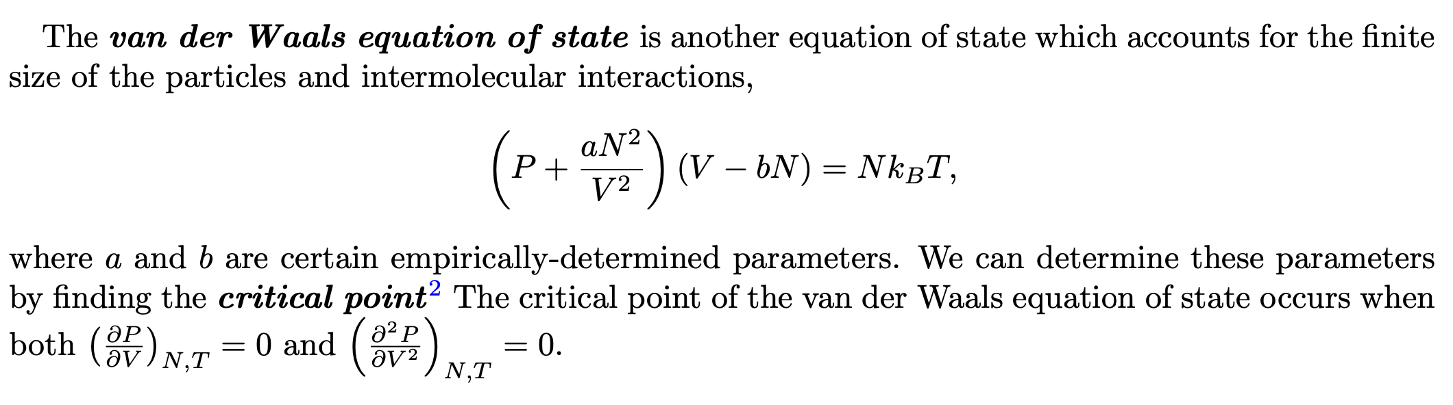 Solved The van der Waals equation of state is another | Chegg.com
