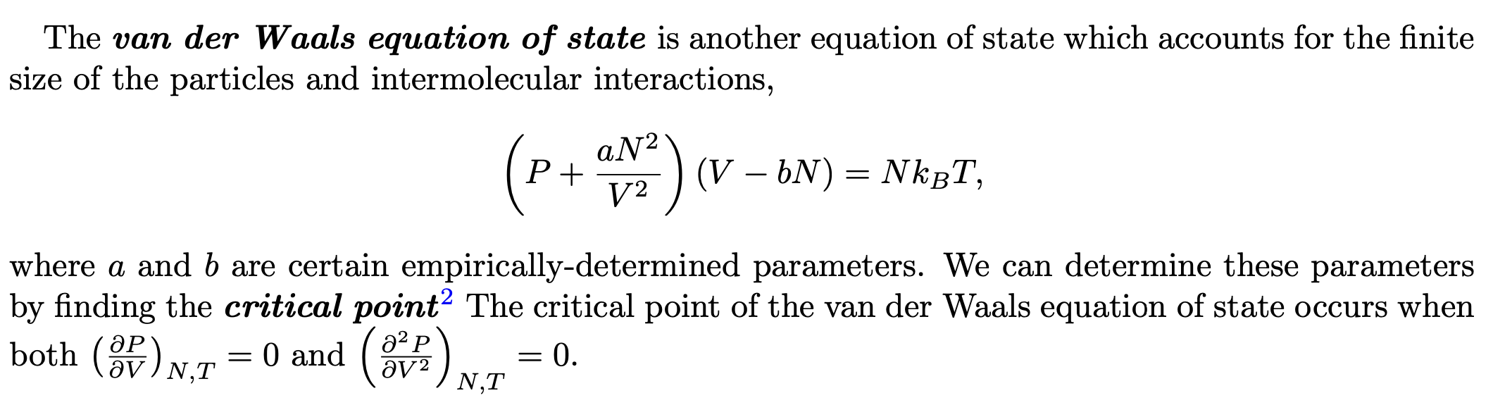 Solved The Van Der Waals Equation Of State Is Another | Chegg.com