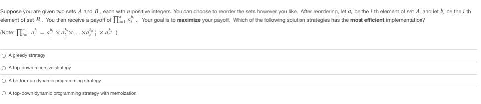 Solved Suppose you are given two sets A and B. each with n | Chegg.com