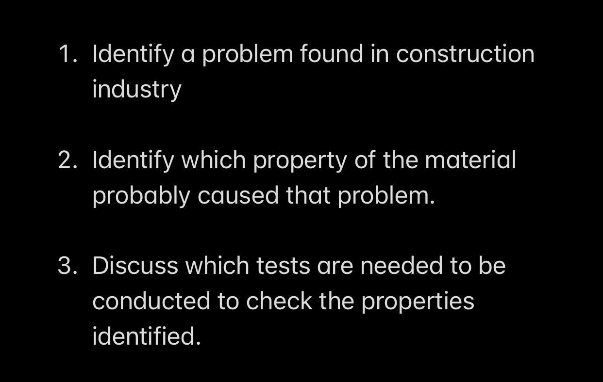 Solved 1. Identify a problem found in construction industry | Chegg.com