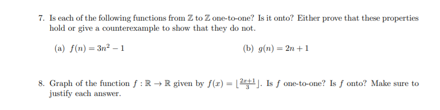 Solved 7. Is each of the following functions from Z to Z | Chegg.com