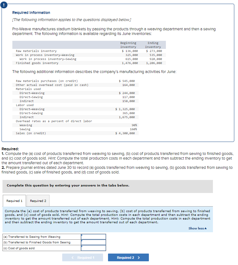 Solved ! Required Information [The following information | Chegg.com