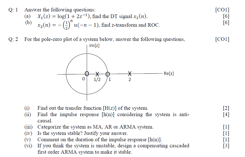 Solved Q: 1 Answer the following questions: (a) X1(z) = | Chegg.com