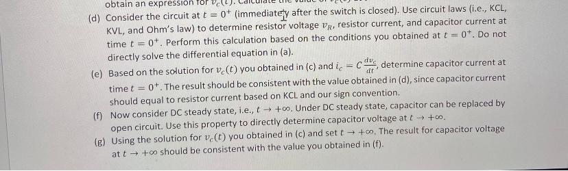 Solved Problem 1. Consider the first-order RC circuit in the | Chegg.com