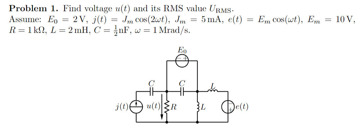 Solved Problem 1 Find Voltage U T And Its Rms Value Urm Chegg Com