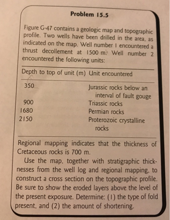 Solved Problem 15.5 Figure G-47 contains a geologic map and | Chegg.com