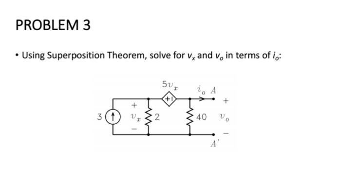 Solved PROBLEM 3 Using Superposition Theorem, solve for v, | Chegg.com