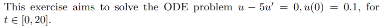 Problem E.2. Solve a simple ODE with class-based code | Chegg.com