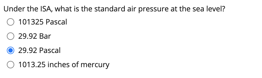Solved Under the ISA, what is the standard air pressure at | Chegg.com