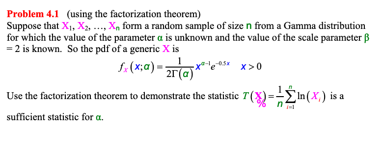 Solved Problem 4.1 (using the factorization theorem) Suppose | Chegg.com