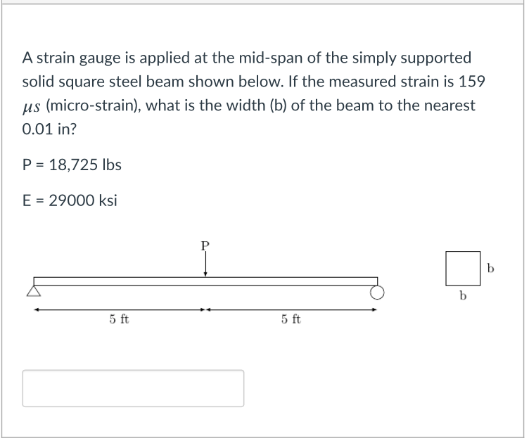 Solved A strain gauge is applied at the mid-span of the | Chegg.com