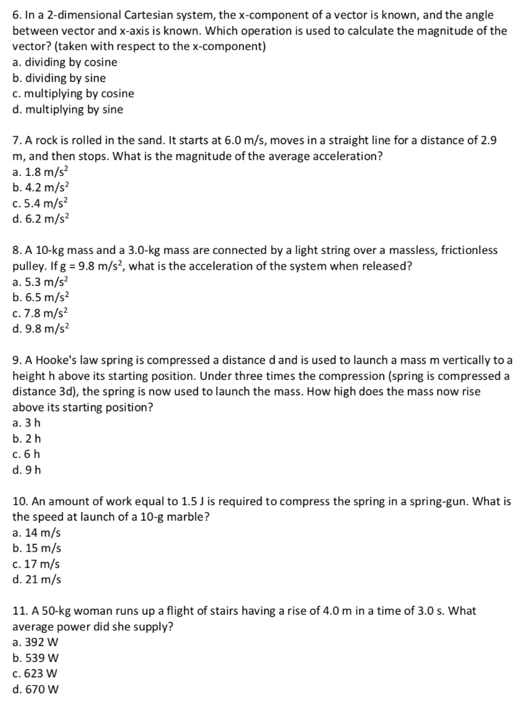 Solved 6 In A 2 Dimensional Cartesian System The X Comp Chegg Com