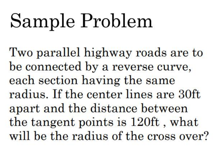 Solved Sample Problem Two parallel highway roads are to be