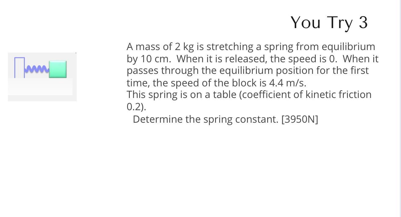 Solved A mass of 2 kg is stretching a spring from | Chegg.com
