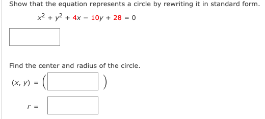 Solved Show that the equation represents a circle by | Chegg.com