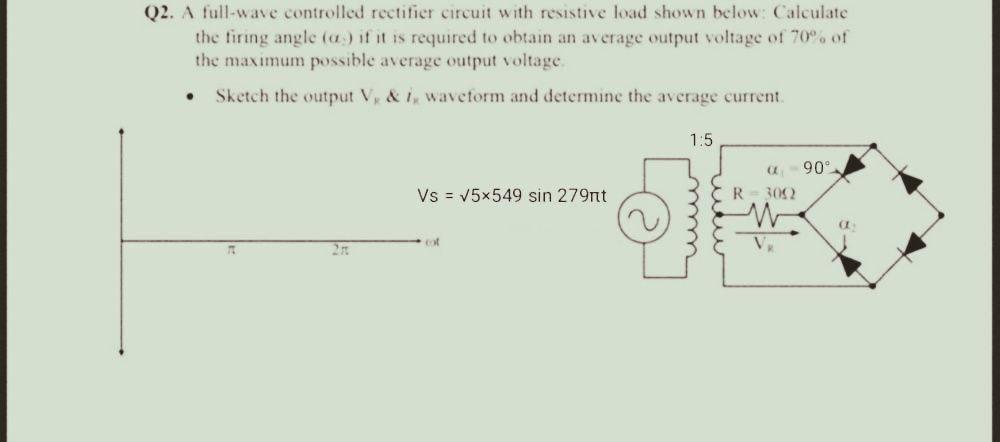 Solved Q2. A full-wave controlled rectifier circuit with | Chegg.com