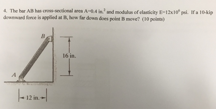Solved 4. The bar AB has cross-sectional area A-0.4 in.2 and | Chegg.com