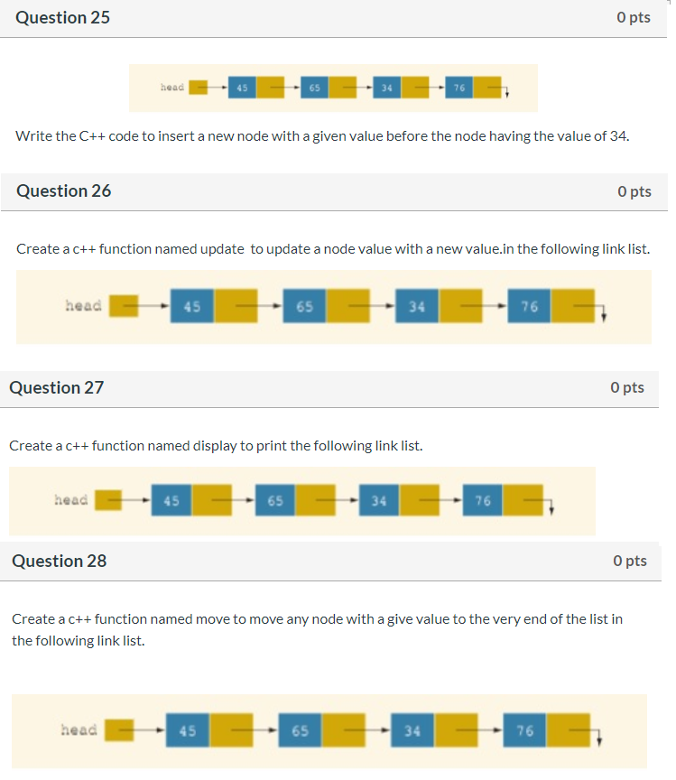 Solved Question 25 O pts head 65 Write the C++ code to | Chegg.com