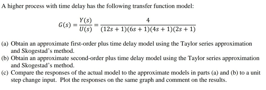 Solved A Higher Process With Time Delay Has The Following | Chegg.com