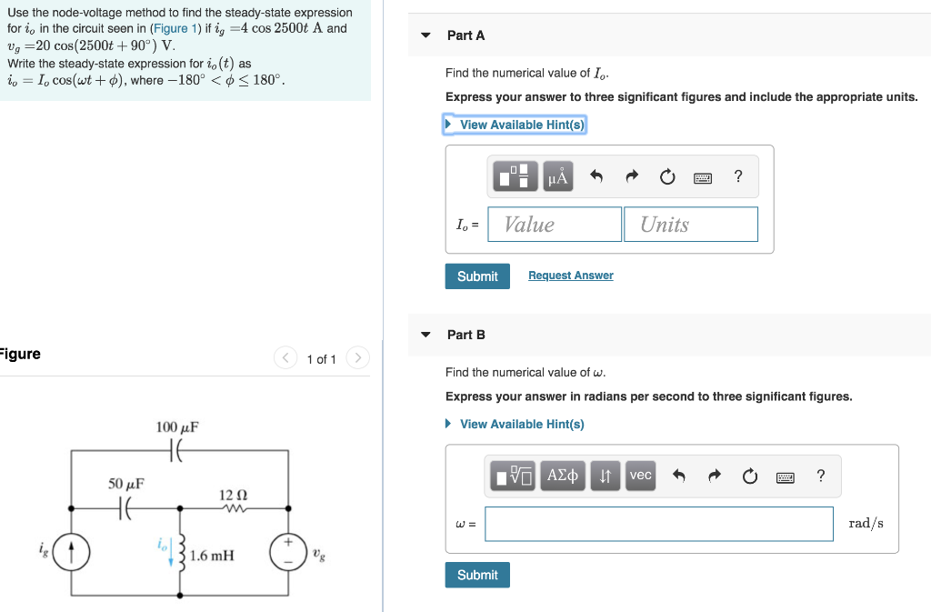 Solved Part A Use the node-voltage method to find the | Chegg.com