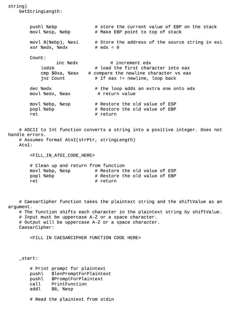 Solved Your task is to write an x86 assembly program, in | Chegg.com
