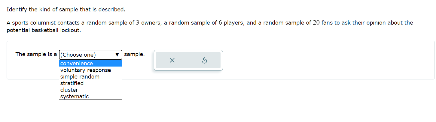 Solved Identify the kind of sample that is described. A | Chegg.com