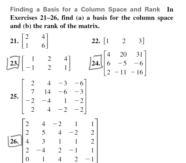 Solved 2 | 237 _, C Finding a Basis for a Column Space and | Chegg.com