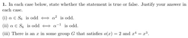 Solved 1. In each case below, state whether the statement is | Chegg.com
