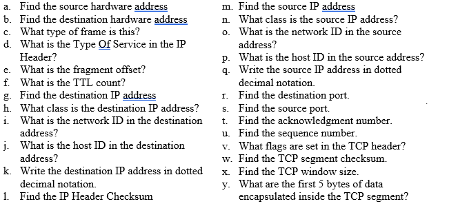 Solved The Frame, IP Header, TCP header formats are given in | Chegg.com